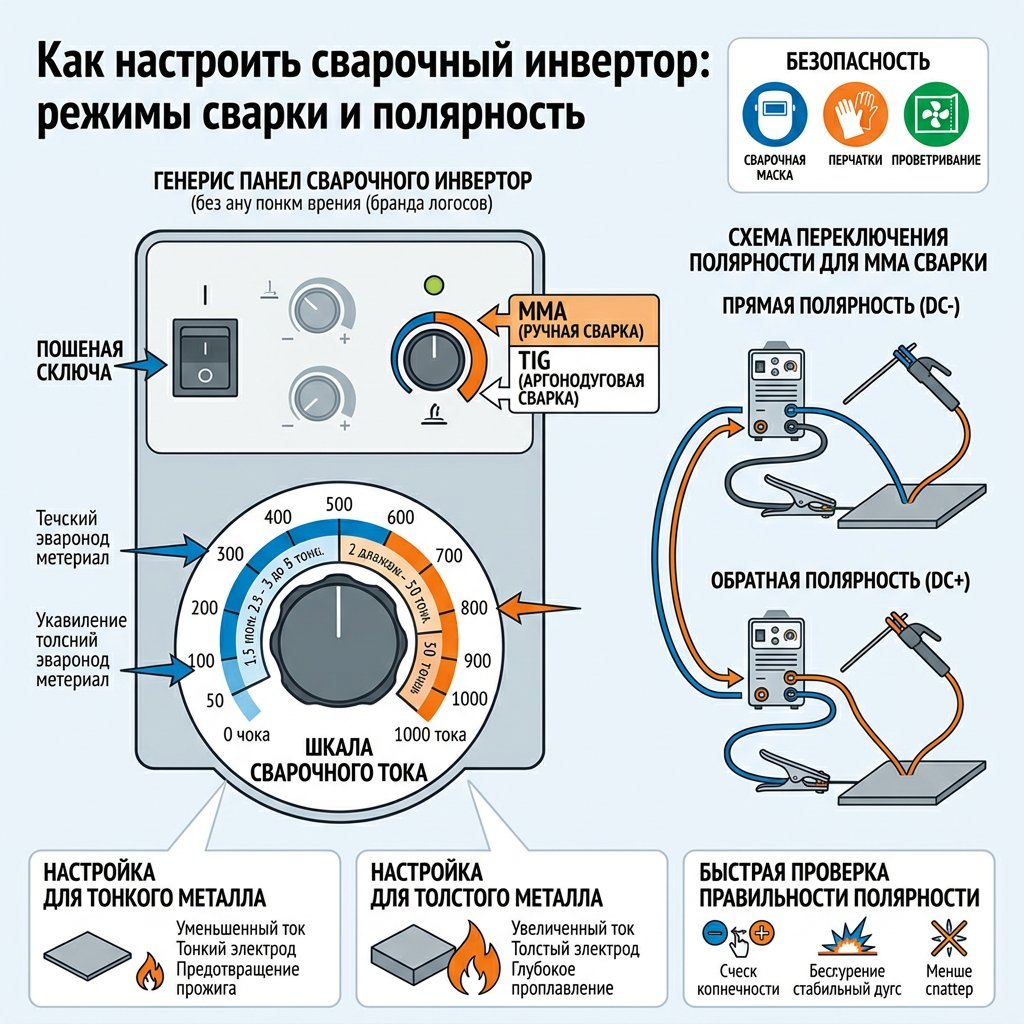 Как настроить сварочный инвертор: режимы и полярность
