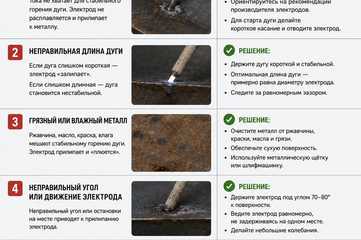 Почему прилипают электроды при сварке? 5 причин и их решение